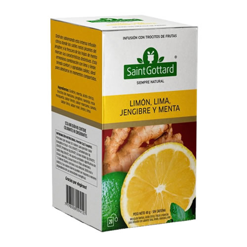 Saint Gottard Low Carb Limón, Jengibre y Menta x 20 Saquitos