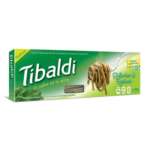Tibaldi Fideos Tallarines Dietéticos de Espinaca x 300 Grs - El Banquito Market